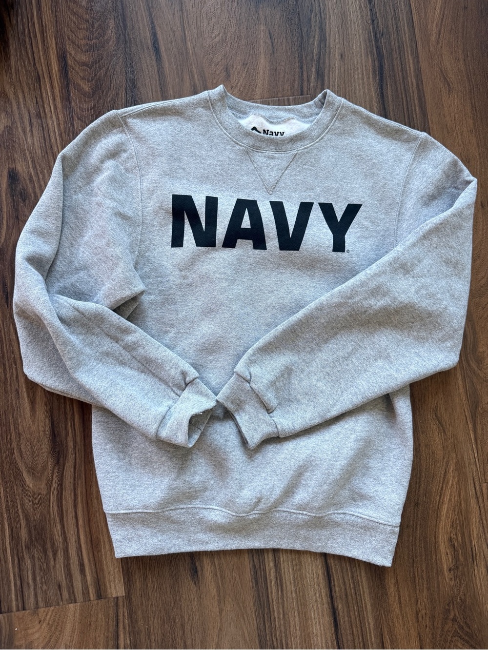 Navy Logo Gray Crewneck Sweatshirt -